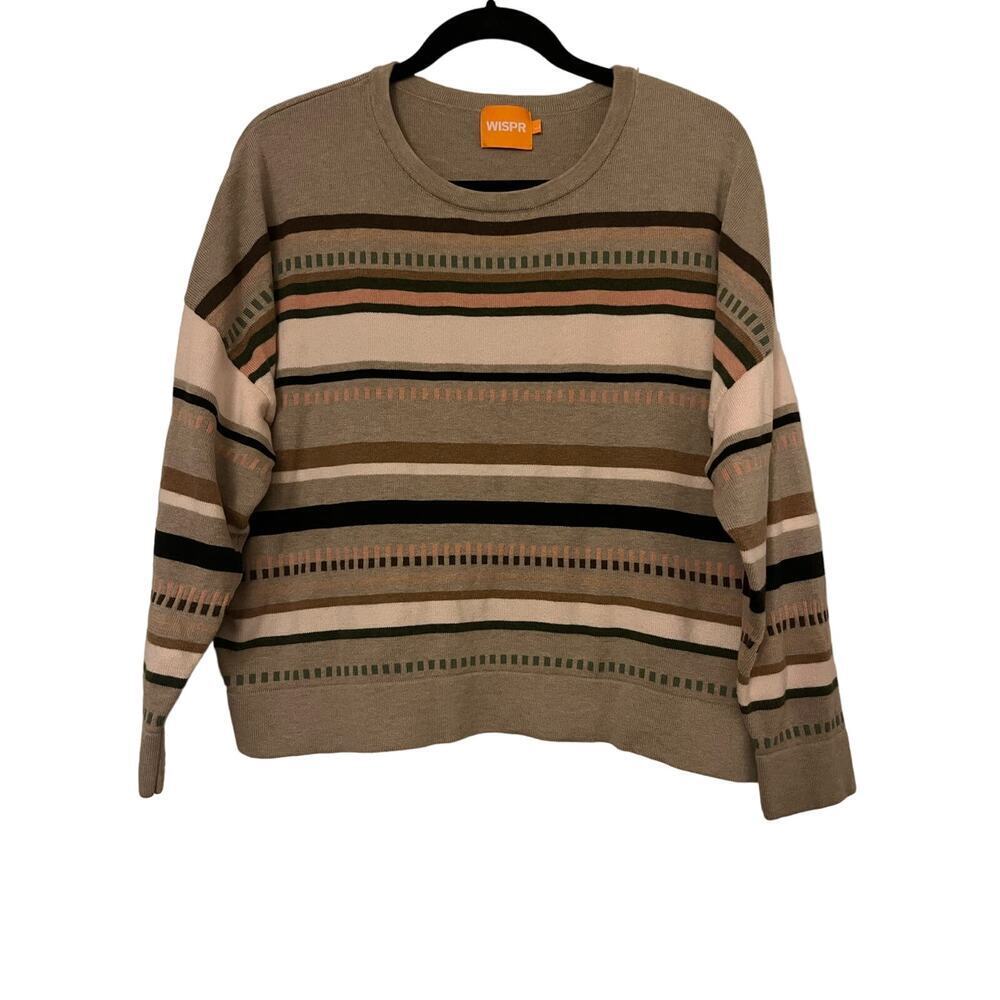 Wispr Brodie Cashmere Tan Striped Sweater Sz L